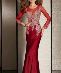 Clarisse - M6203 Embellished Illusion Scoop Dress