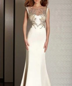 Clarisse - M6231 Beaded Illusion Bateau Dress