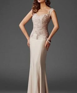 Clarisse - M6416 Intricate Floral Applique Sheath Gown