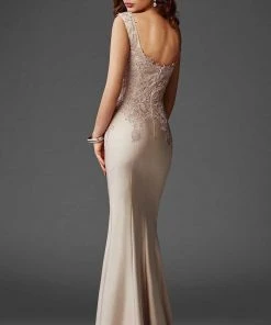 Clarisse - M6416 Intricate Floral Applique Sheath Gown