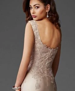 Clarisse - M6416 Intricate Floral Applique Sheath Gown