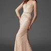 Clarisse - M6427 Mesh Sleeved Embroidered Long Gown
