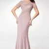 Clarisse - M6517 Lace Illusion Bateau Chiffon Trumpet Dress