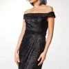 Clarisse - M6561 Beaded Brocade Off-Shoulder Tulip Dress