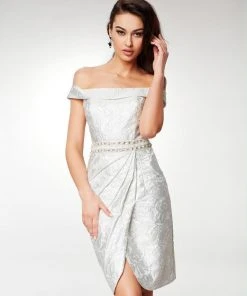 Clarisse - M6561 Beaded Brocade Off-Shoulder Tulip Dress 7 Clarisse - M6561 Beaded Brocade Off-Shoulder Tulip Dress