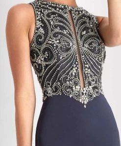 Clarisse - S3075 Embellished Jewel Column Dress