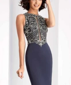 Clarisse - S3075 Embellished Jewel Column Dress