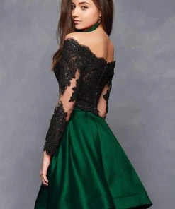 Clarisse - S3581 Two Piece Two Toned Lace Mikado A-line Dress 6 Clarisse - S3581 Two Piece Two Toned Lace Mikado A-line Dress