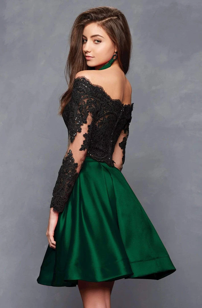 Clarisse - S3581 Two Piece Two Toned Lace Mikado A-line Dress 4 Clarisse - S3581 Two Piece Two Toned Lace Mikado A-line Dress