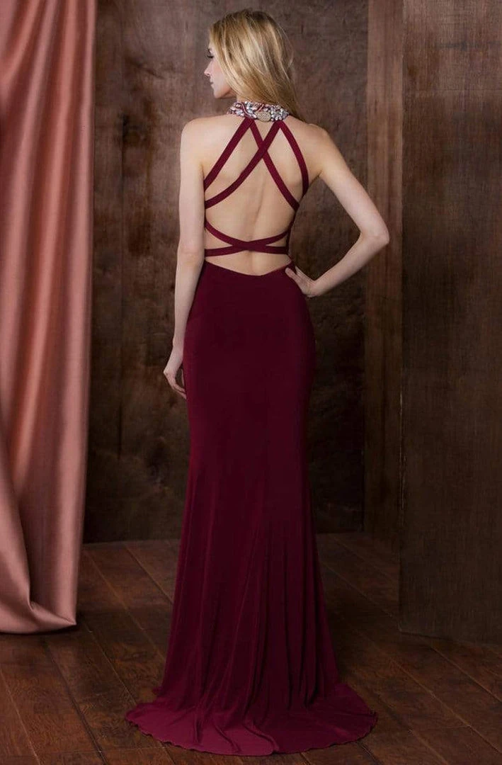 Colors Dress - 1741 Halter Neck Sheath Dress 4 Colors Dress - 1741 Halter Neck Sheath Dress