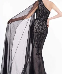 Colors Dress - 2058 Embellished One Shoulder Trumpet Dress