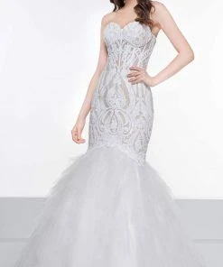 Colors Dress - 2067 Sequined Illusion Corset Tiered Gown 8 Colors Dress - 2067 Sequined Illusion Corset Tiered Gown