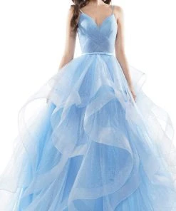 Colors Dress - 2381 V Neck Glitter Mesh Ballgown 10 Colors Dress - 2381 V Neck Glitter Mesh Ballgown