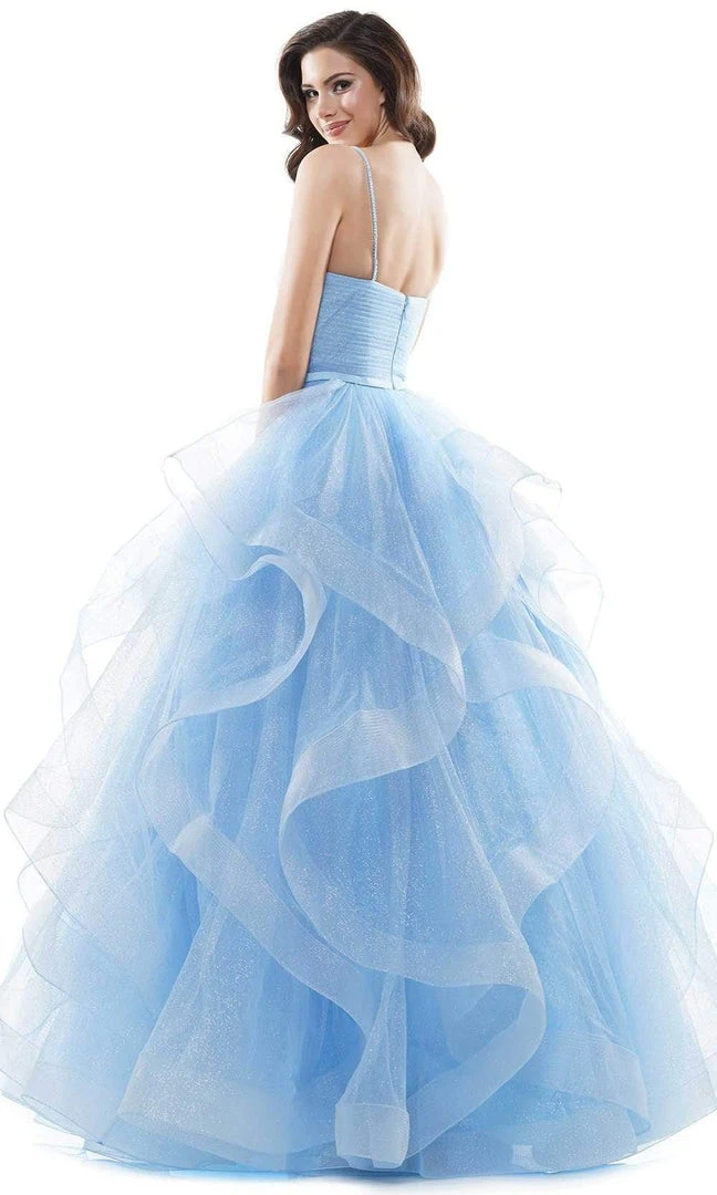 Colors Dress - 2381 V Neck Glitter Mesh Ballgown 6 Colors Dress - 2381 V Neck Glitter Mesh Ballgown