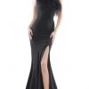 Colors Dress - 2405 Feathered One Shoulder Crepe Mermaid Dress