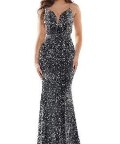 Colors Dress - 2459 Sequin Plunging Sweetheart Mermaid Dress