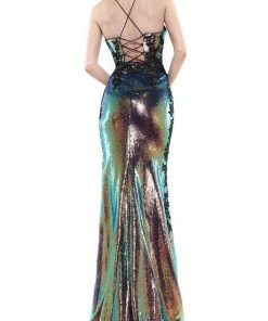 Colors Dress - 2519 Lace Appliqued Sequin Mermaid Gown