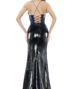 Colors Dress - 2519 Lace Appliqued Sequin Mermaid Gown