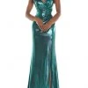 Colors Dress - 2635 V-Neck Metallic Jersey Gown