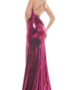 Colors Dress - 2635 V-Neck Metallic Jersey Gown 13 Colors Dress - 2635 V-Neck Metallic Jersey Gown