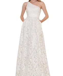Colors Dress - 2657 One Shoulder Lace A-Line Gown
