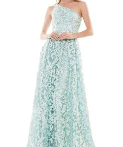 Colors Dress - 2657 One Shoulder Lace A-Line Gown 7 Colors Dress - 2657 One Shoulder Lace A-Line Gown