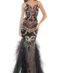 Colors Dress - 2738 Sequined V-Neck Mermaid Gown 9 Colors Dress - 2738 Sequined V-Neck Mermaid Gown