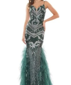 Colors Dress - 2738 Sequined V-Neck Mermaid Gown