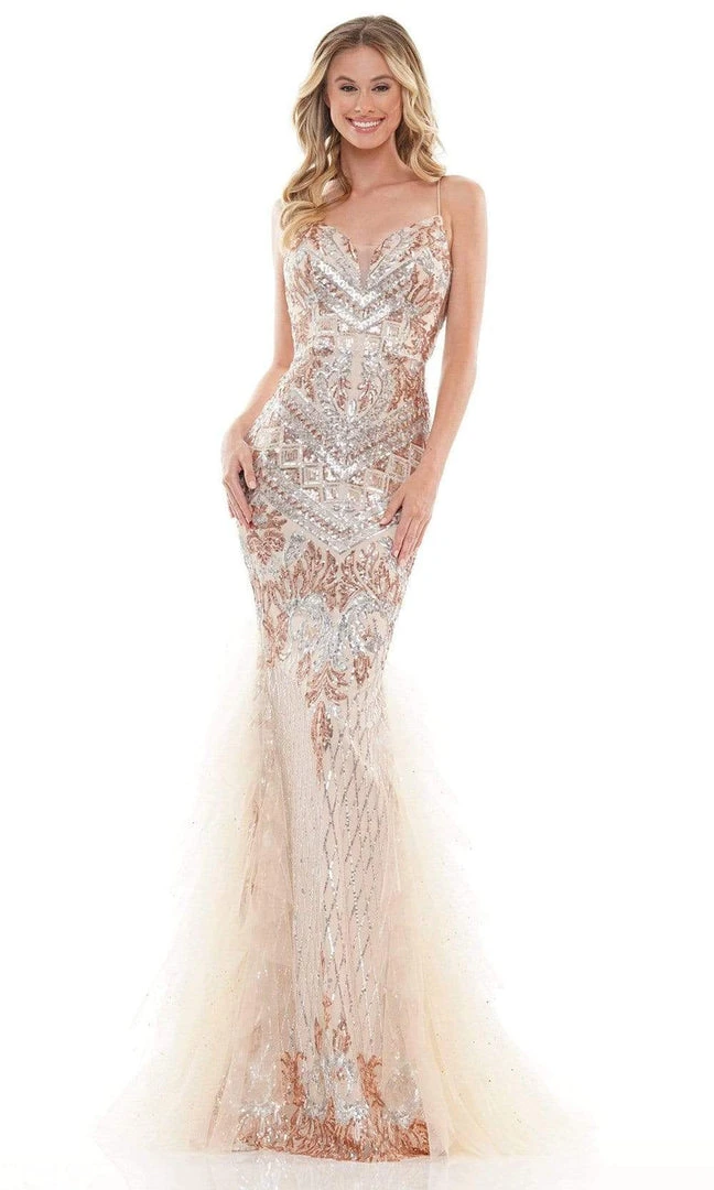 Colors Dress - 2738 Sequined V-Neck Mermaid Gown 5 Colors Dress - 2738 Sequined V-Neck Mermaid Gown