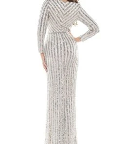 Colors Dress - G1042SL Long Sleeve Stripe Sequin Gown 15 Colors Dress - G1042SL Long Sleeve Stripe Sequin Gown