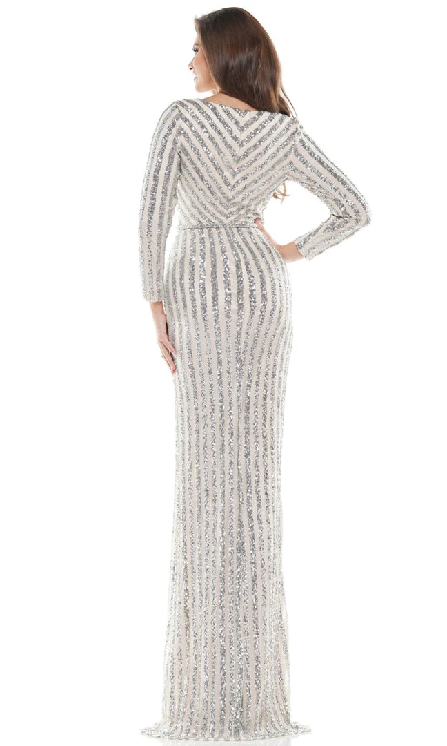 Colors Dress - G1042SL Long Sleeve Stripe Sequin Gown 8 Colors Dress - G1042SL Long Sleeve Stripe Sequin Gown