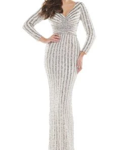 Colors Dress - G1042SL Long Sleeve Stripe Sequin Gown 16 Colors Dress - G1042SL Long Sleeve Stripe Sequin Gown
