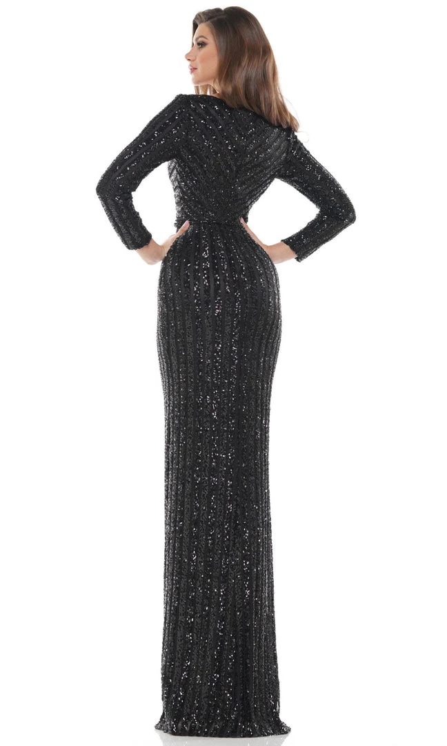Colors Dress - G1042SL Long Sleeve Stripe Sequin Gown 6 Colors Dress - G1042SL Long Sleeve Stripe Sequin Gown