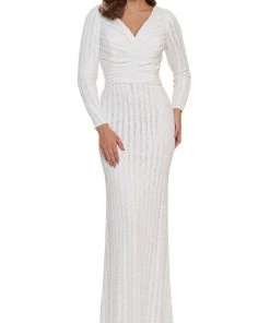 Colors Dress - G1042SL Long Sleeve Stripe Sequin Gown 17 Colors Dress - G1042SL Long Sleeve Stripe Sequin Gown