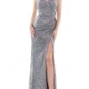 Colors Dress - G1074 V-Neck Ruched Sequin Dress