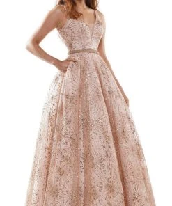 Colors Dress - G942 V-Neck Glittering Ballgown