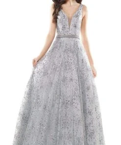 Colors Dress - G942 V-Neck Glittering Ballgown