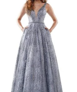 Colors Dress - G942 V-Neck Glittering Ballgown