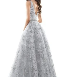 Colors Dress - G942 V-Neck Glittering Ballgown