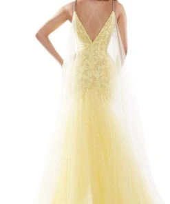 Colors Dress - G962 Shoulder Cape Mermaid Gown