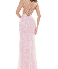 Colors Dress K101 - Shimmering V-neck Long Dress 11 Colors Dress K101 - Shimmering V-neck Long Dress