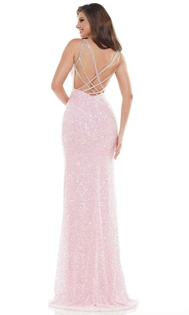 Colors Dress K101 - Shimmering V-neck Long Dress 6 Colors Dress K101 - Shimmering V-neck Long Dress