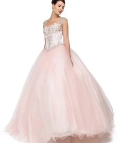 Dancing Queen - 1104 Beaded Pink Sweetheart Quinceanera Ball Gown