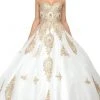 Dancing Queen - 1105 Strapless Sweetheart Gilt Appliqued Prom Ball Gown