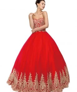 Dancing Queen - 1115 Bead Embellished Sweetheart Formal Ball Gown