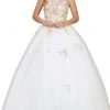 Dancing Queen - 1187 Floral Applique V-neck Quinceanera Ballgown