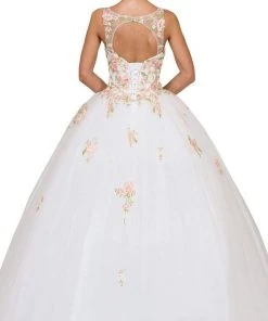 Dancing Queen - 1187 Floral Applique V-neck Quinceanera Ballgown 8 Dancing Queen - 1187 Floral Applique V-neck Quinceanera Ballgown