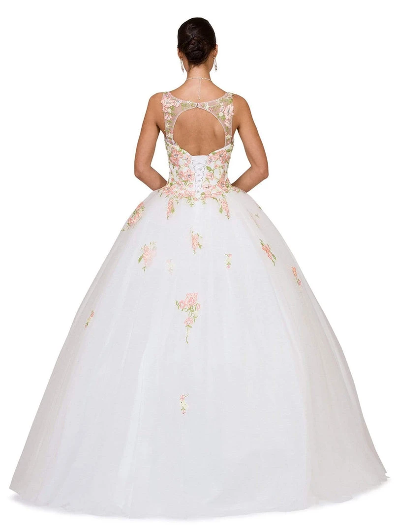 Dancing Queen - 1187 Floral Applique V-neck Quinceanera Ballgown 7 Dancing Queen - 1187 Floral Applique V-neck Quinceanera Ballgown