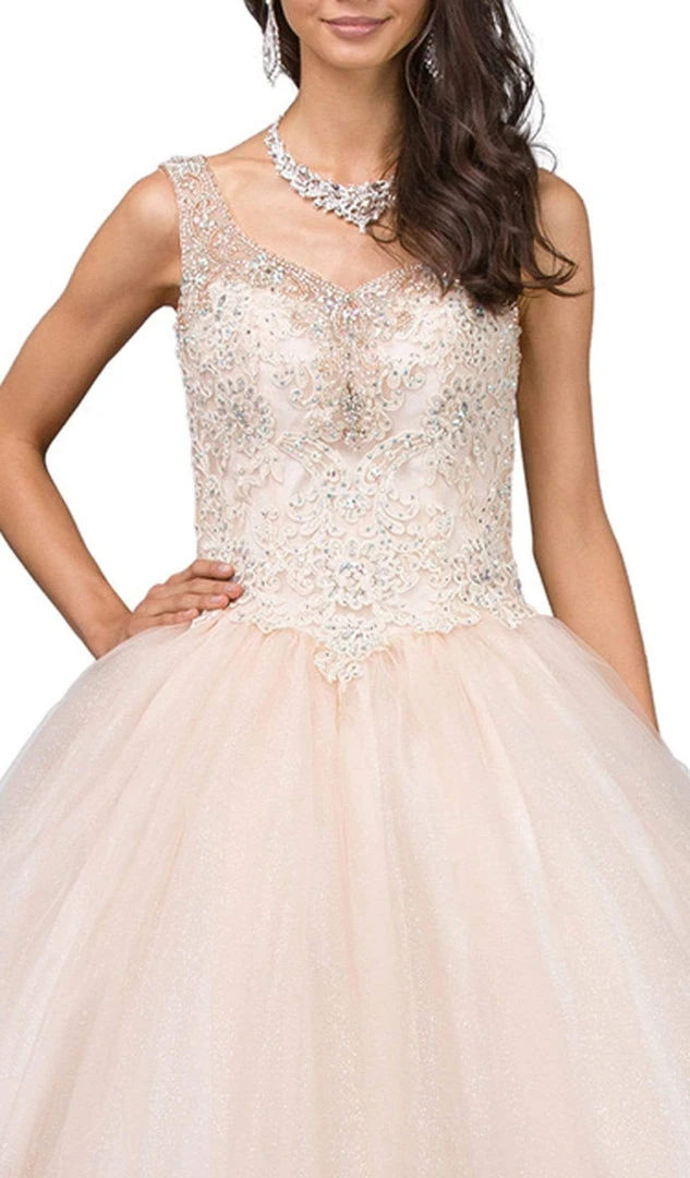 Dancing Queen - 1201 Sleeveless Embellished V-neck Quinceanera Ballgown 4 Dancing Queen - 1201 Sleeveless Embellished V-neck Quinceanera Ballgown