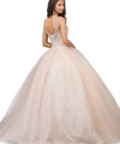 Dancing Queen - 1201 Sleeveless Embellished V-neck Quinceanera Ballgown 9 Dancing Queen - 1201 Sleeveless Embellished V-neck Quinceanera Ballgown